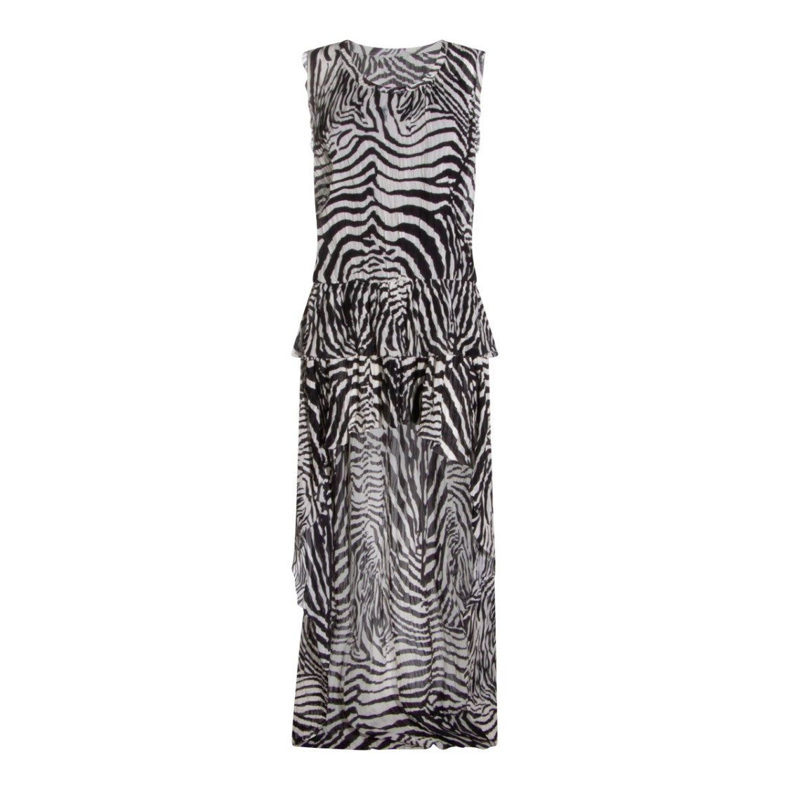 Blumarine Zebra-Patterned Maxi Dress With Peplum Detail