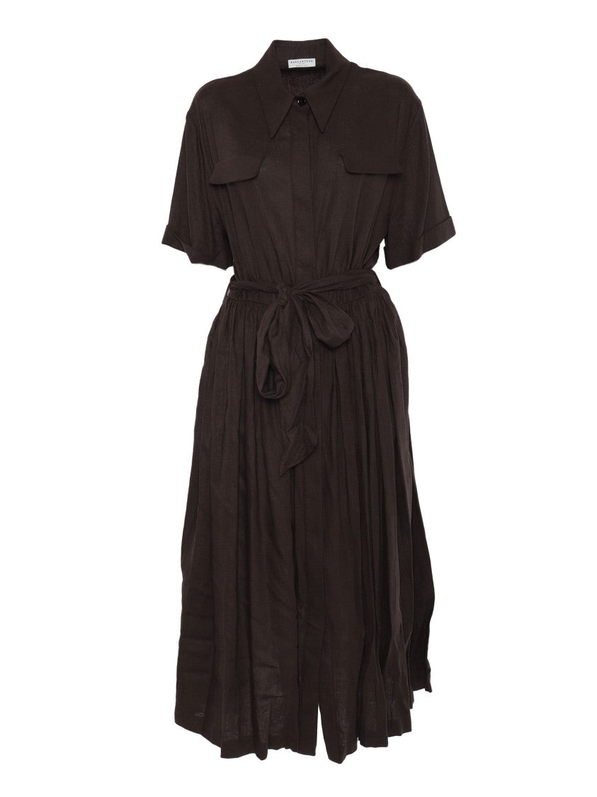 Ballantyne Shirt-Style Midi Dress With Belted Waist