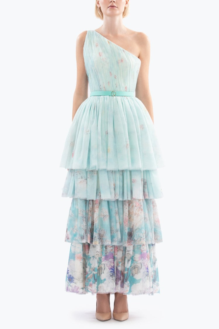 Saiid Kobeisy Floral Printed One-Shoulder Dress