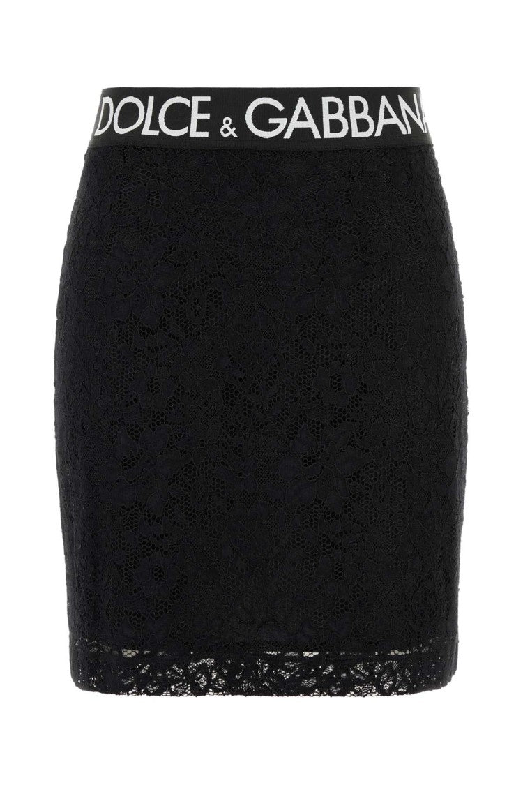 Dolce & Gabbana Black Stretch Lace Mini Skirt