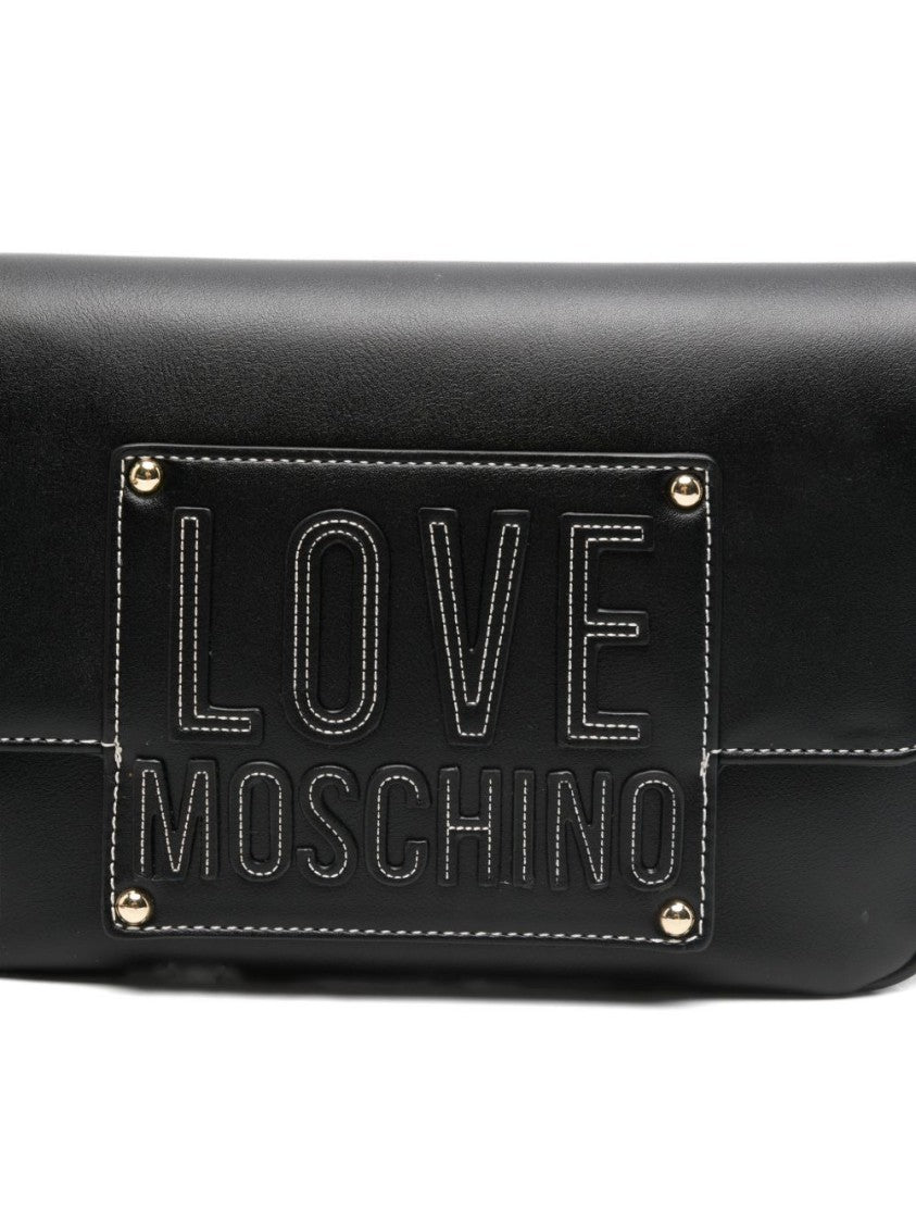 Love Moschino Rectangular Shoulder Bag With Embossed Panel And Adjustable Strap