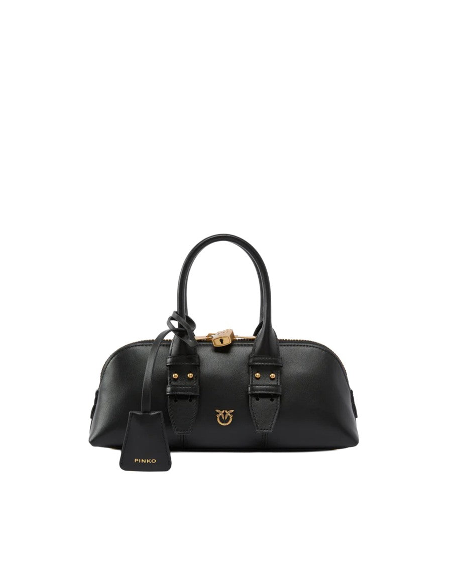 Pinko Black Escape Leather Small Bowling Bag