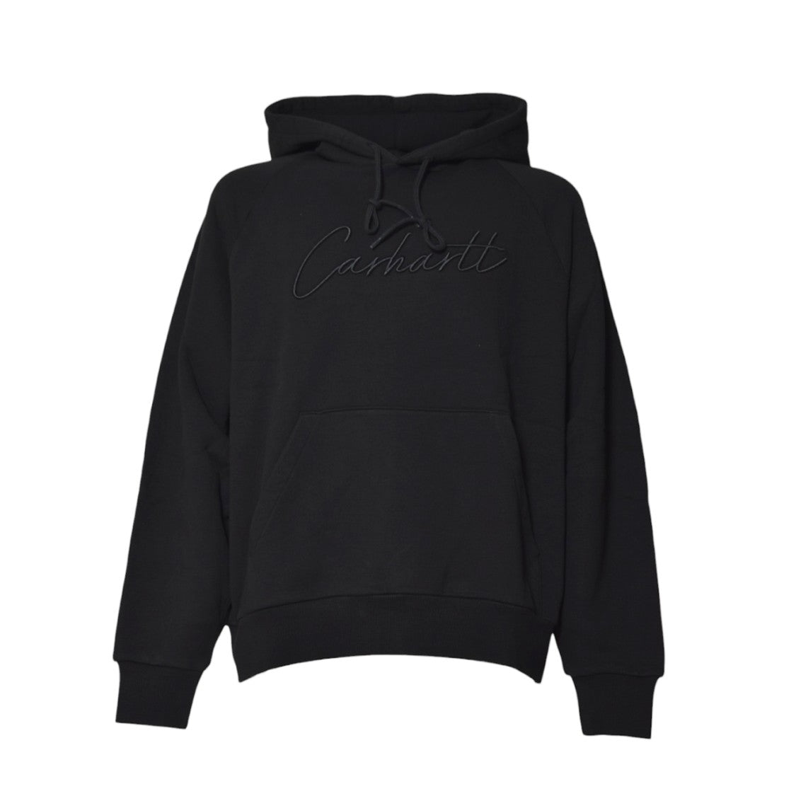 Carhartt Wip Hooded Black Sweatshirt With Ribbon Drawstring And Kangaroo Pocket