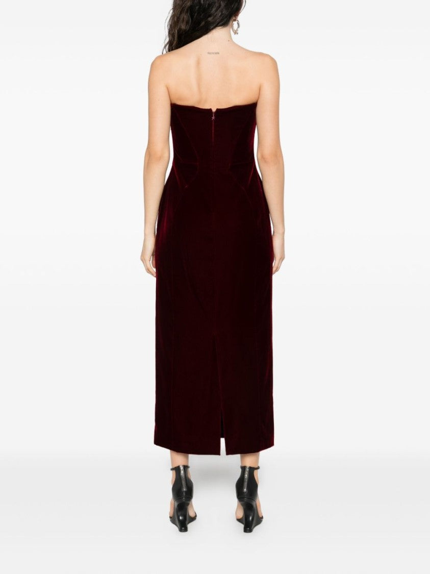 Mugler Burgundy Velvet Midi Dress