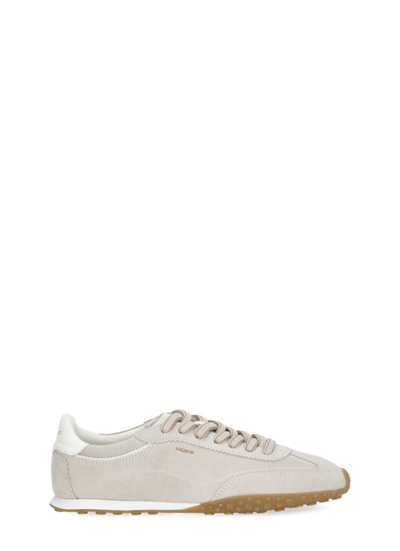 Hoff Beige Low-Profile Gold Accent Suede Sneakers