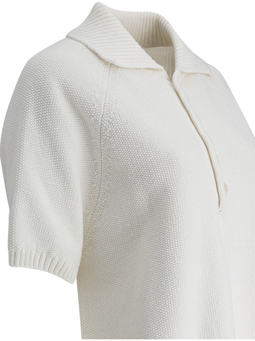Umarmung Textured Knit Polo Shirt With Ribbed Collar