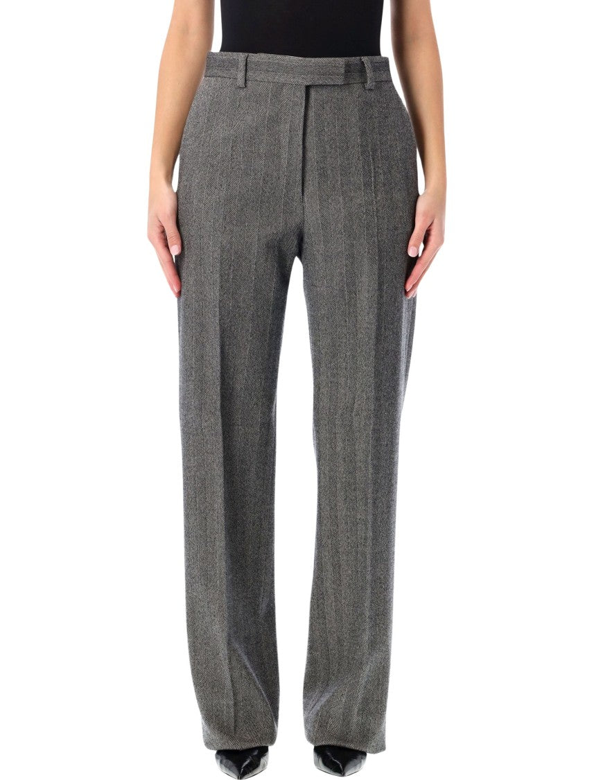 Ferragamo Chevron Wool Tailored Trousers