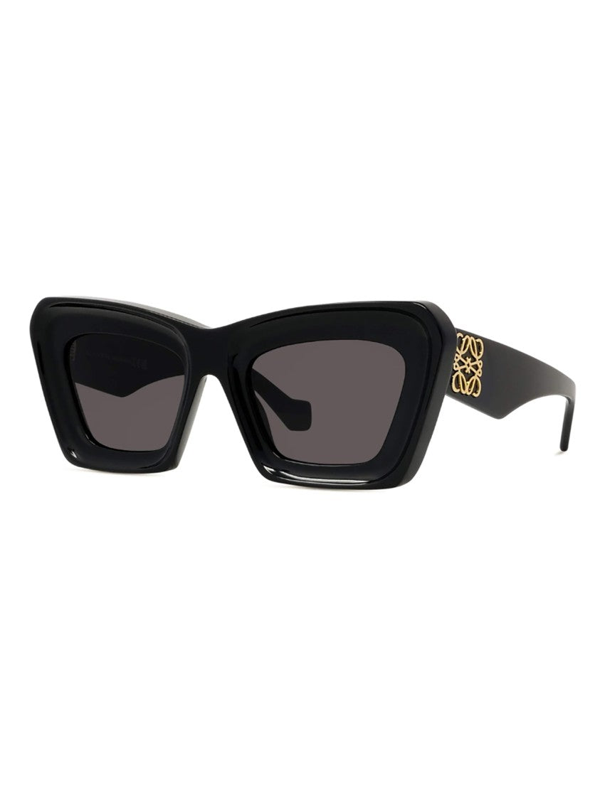 Loewe Angular Black Sunglasses With Decorative Emblem