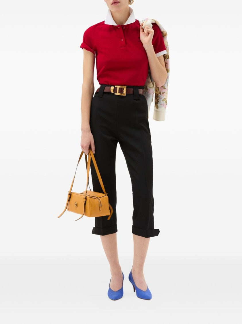 Versace Cropped Trousers With High Waist And Cuffed Hem