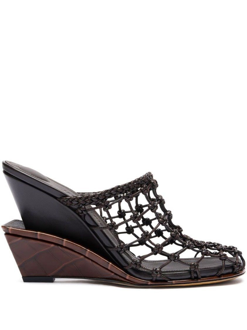 Jacquemus Woven Brown And Black Wedge Sandals