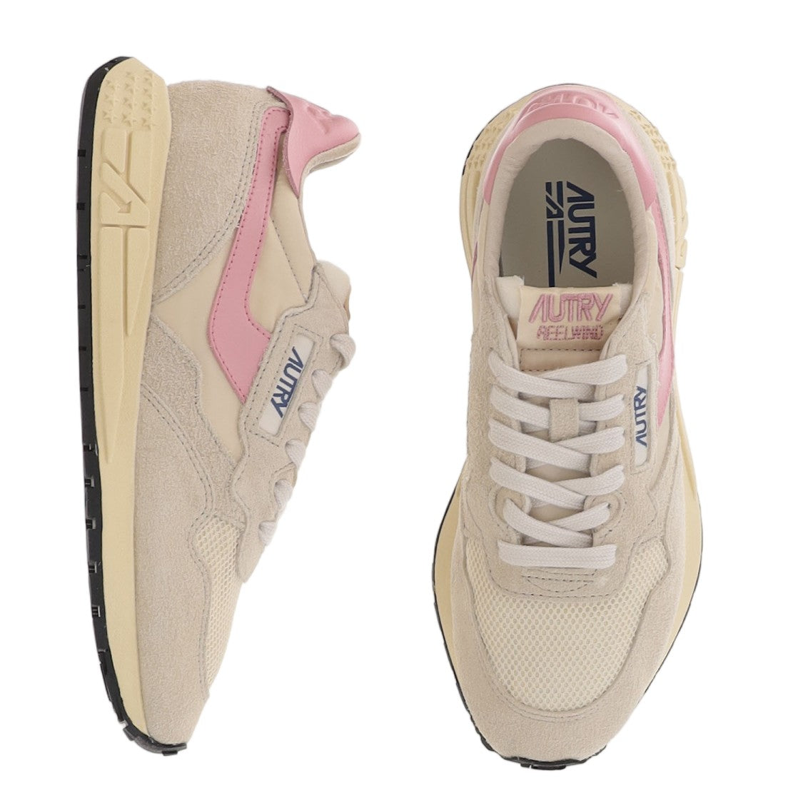Autry Beige/Pink Padded Heel Running Sneakers