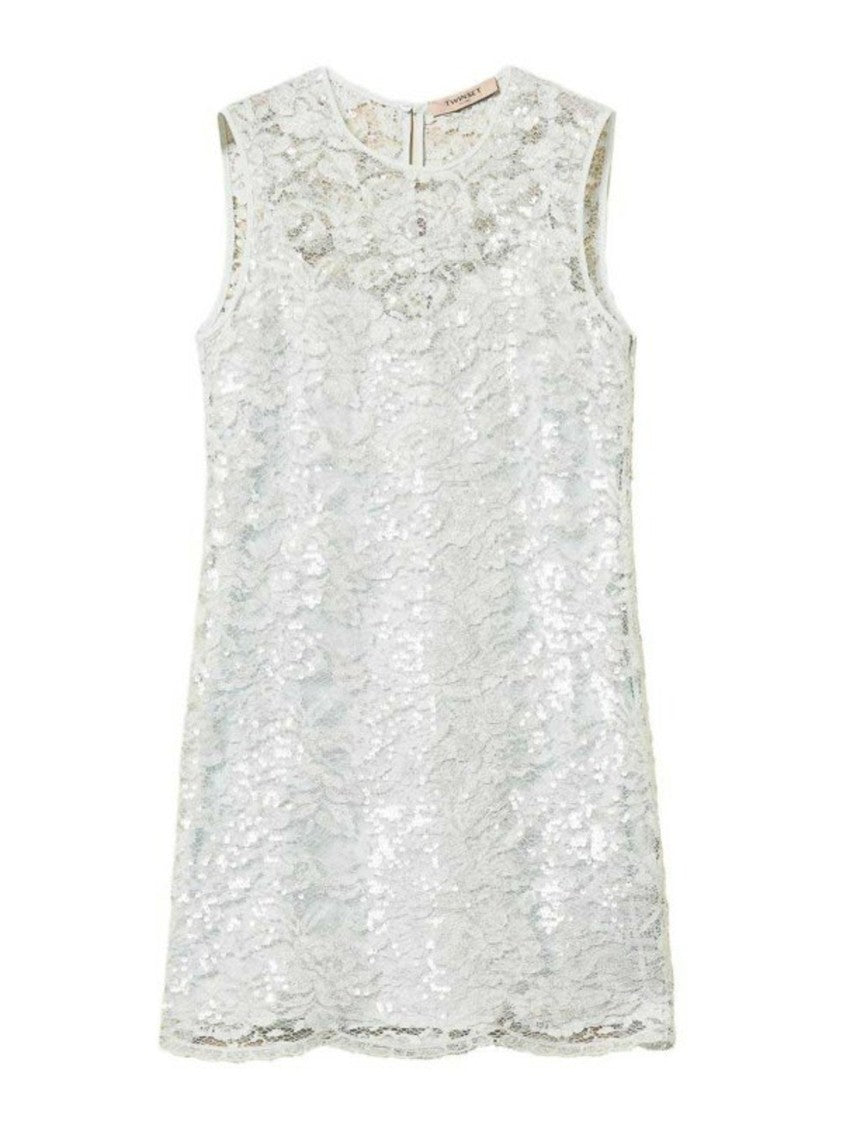 Twin-Set Mini Dress With Delicate Lace Overlay