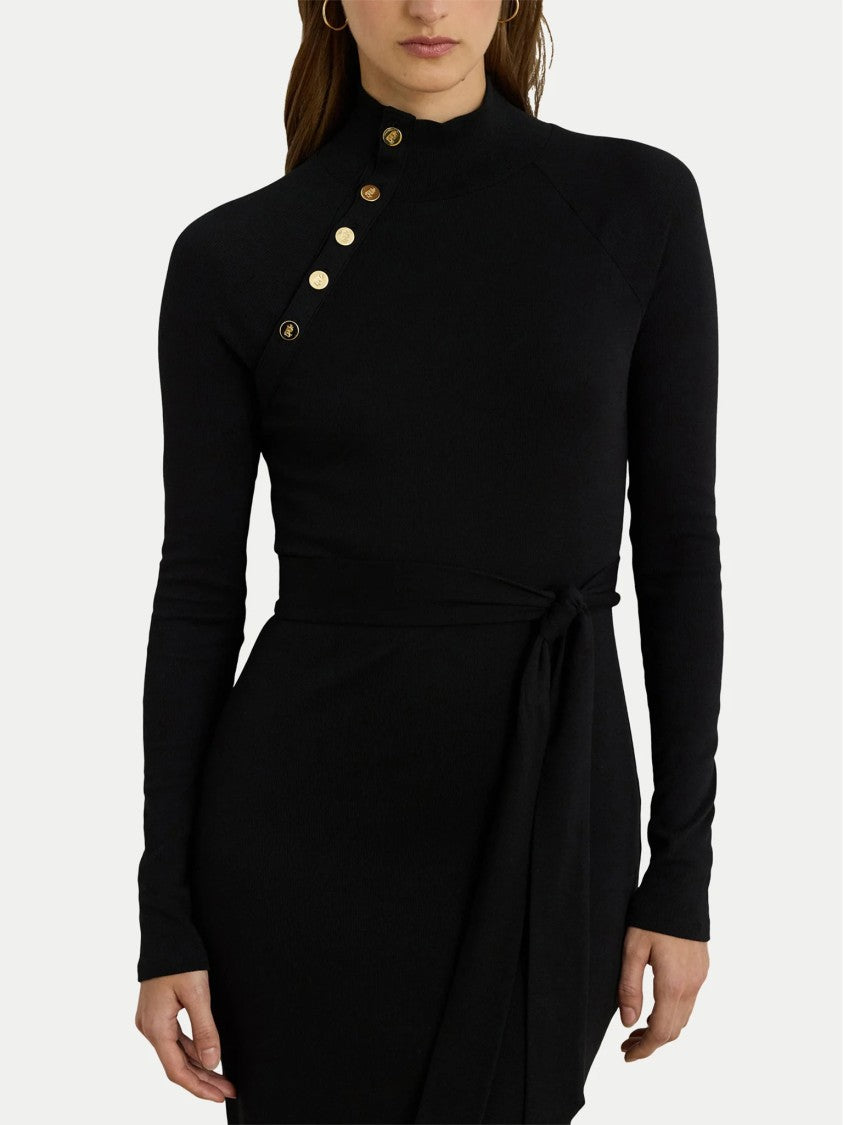 Lauren Ralph Lauren Fitted Black Long Sleeve Dress
