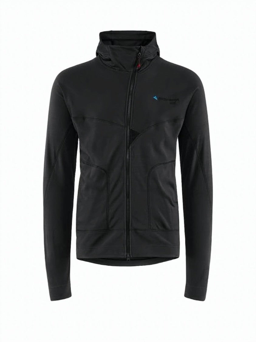 Klattermusen Fitted Black Jacket With Hood And Front Zipper