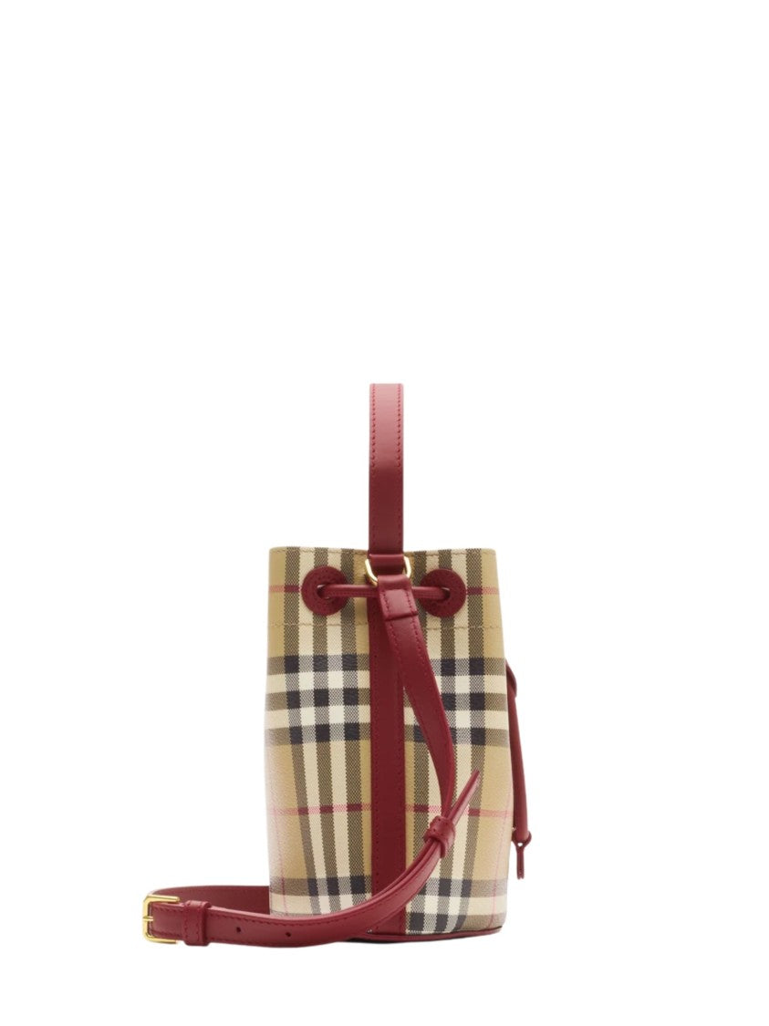 Burberry Beige Check Leather Bucket Bag