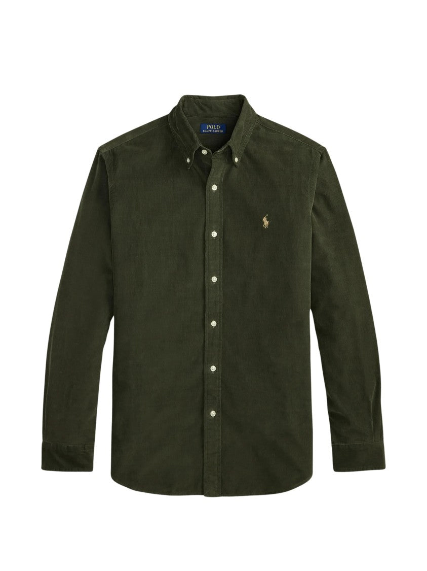 Polo Ralph Lauren Deep Green Long Sleeve Sport Shirt With Button-Down Collar