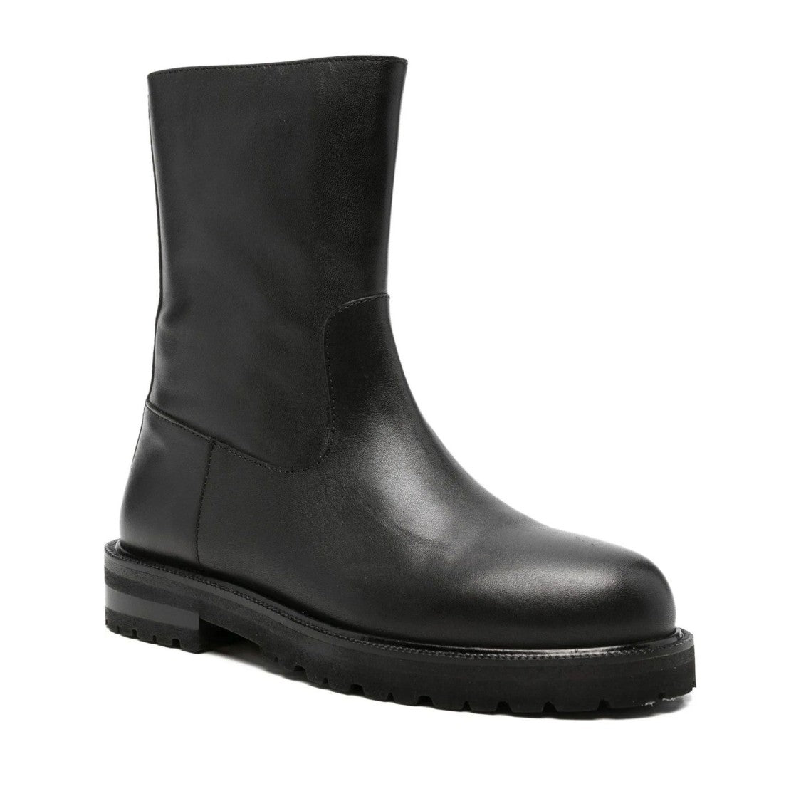 Adrianna Feretti Black Polished Side Zipper Leather Boots