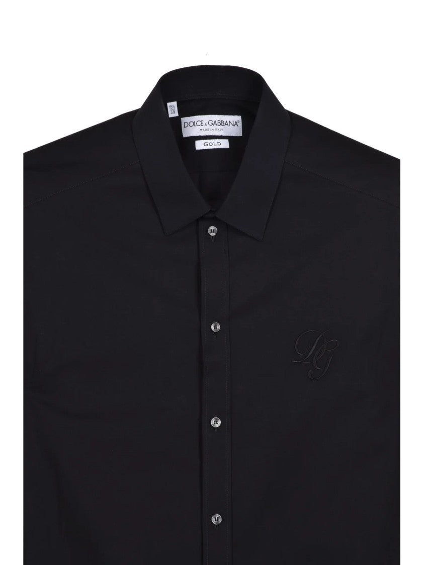 Dolce & Gabbana Black Slim Fit Tailored Stretch Cotton Shirt