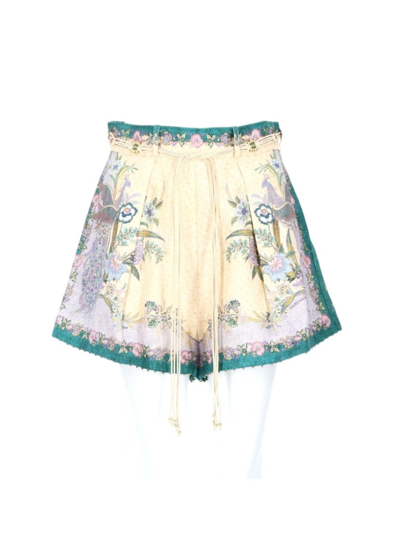 Zimmermann Indra High-Waisted Floral Linen Shorts