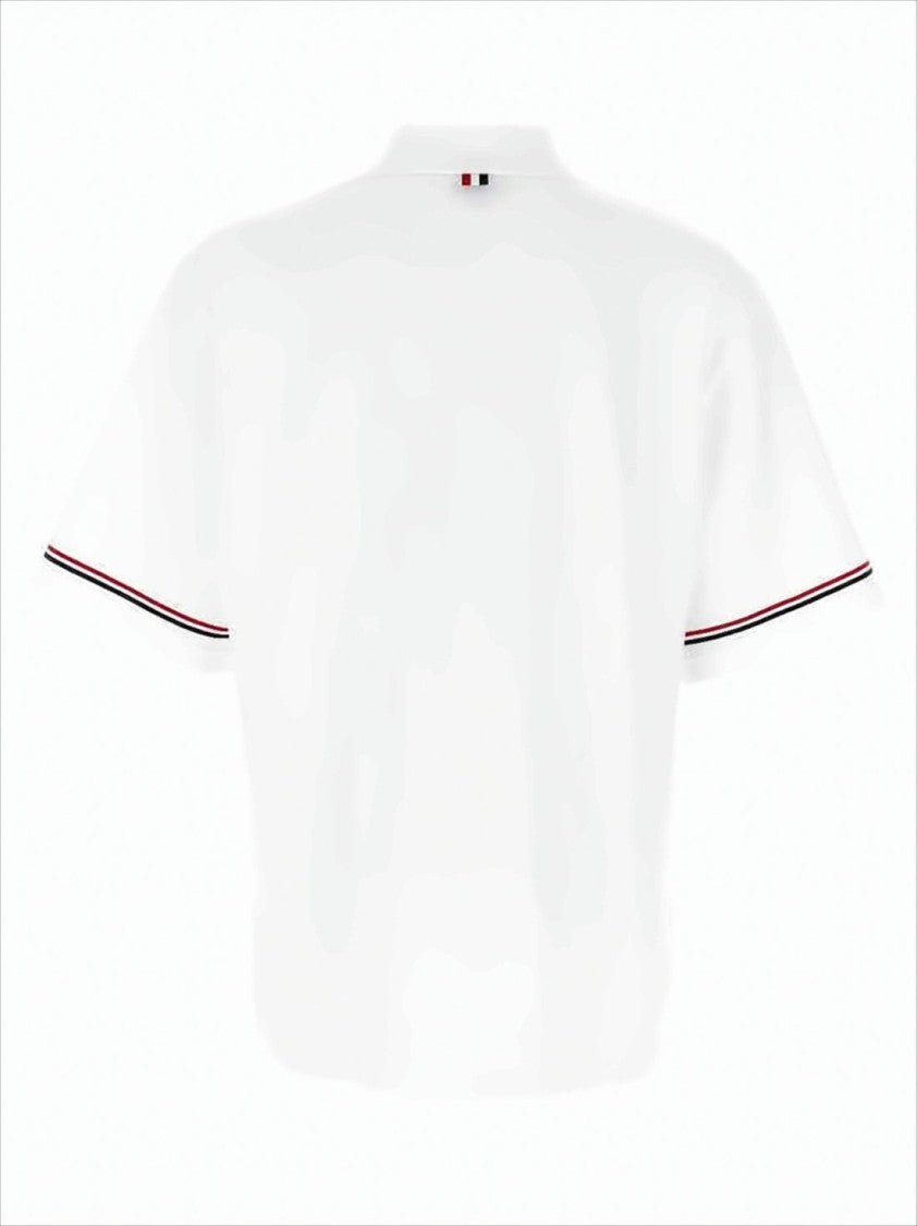 Thom Browne Short-Sleeve Polo Shirt With Striped Accents