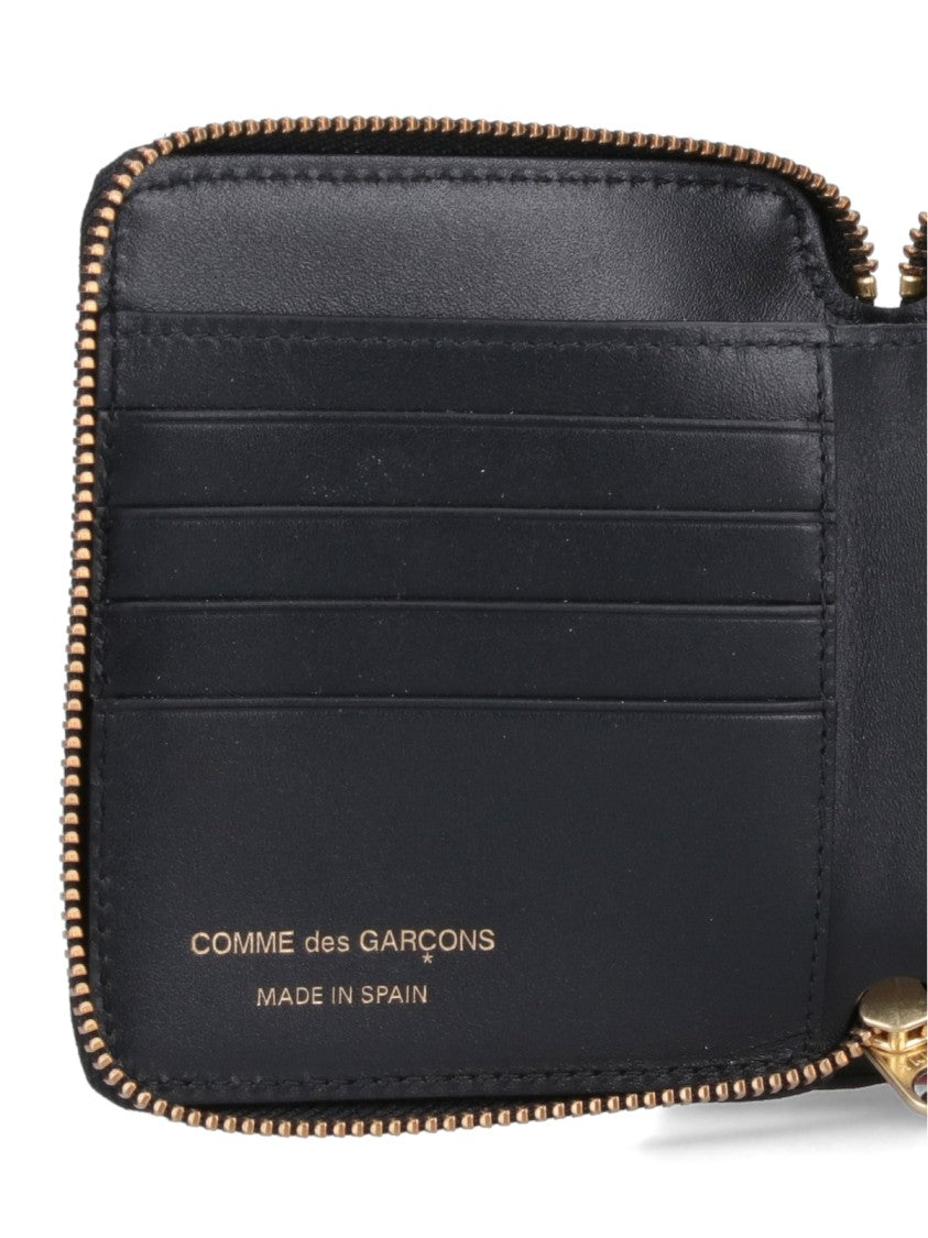 Comme Des Garçons Compact Zip-Around Wallet With Gold-Tone Closure