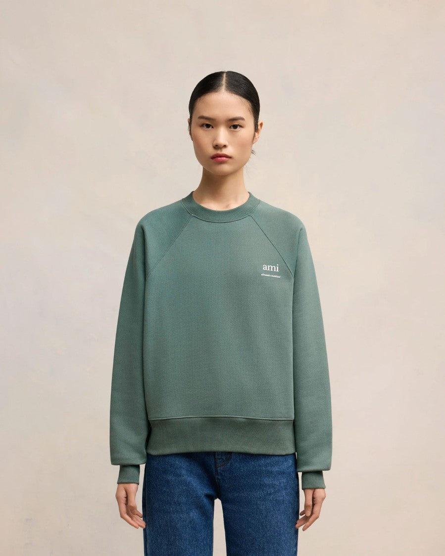 Ami Boxy Fit Organic Cotton Fleece Sweatshirt
