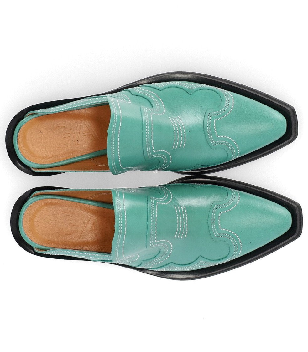 Ganni Western Green Mule