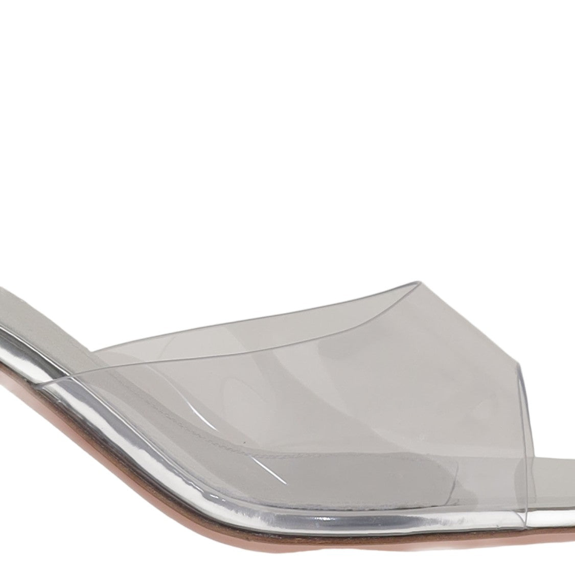 Amina Muaddi Lupita Glass Sandals With Wide Flared Heel