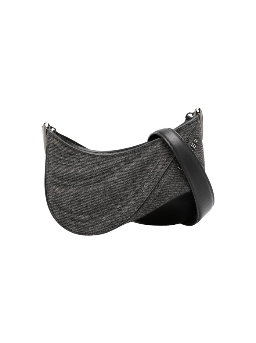 Mugler Small Denim Spiral Curve 01 Shoulder Bag Washed Black