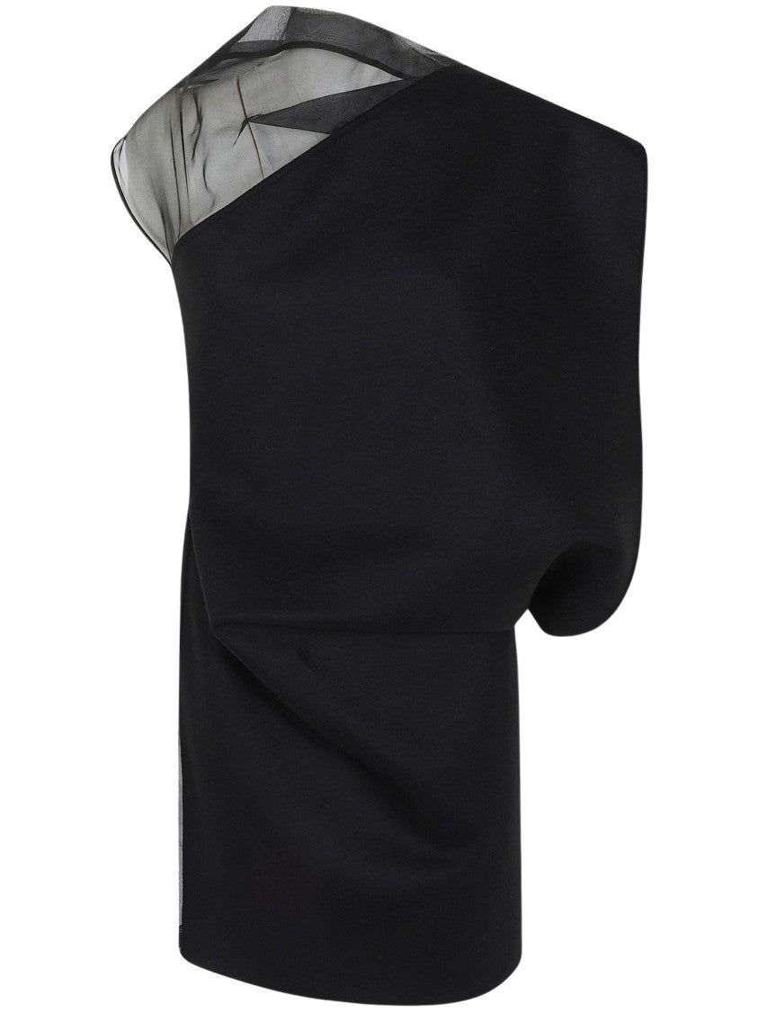 Sportmax Asymmetric Sheer Mesh Sleeveless Dress
