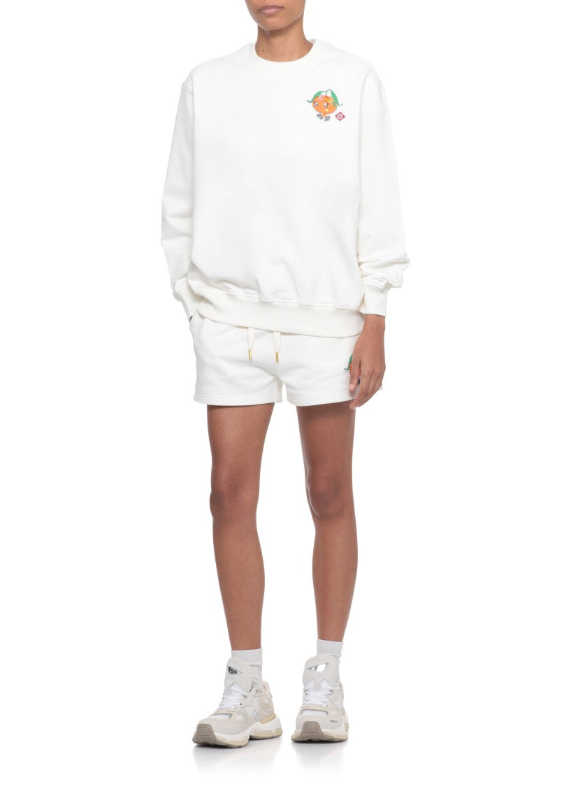 Casablanca White Cotton Sweatshirt With Contrasting Logo Patch