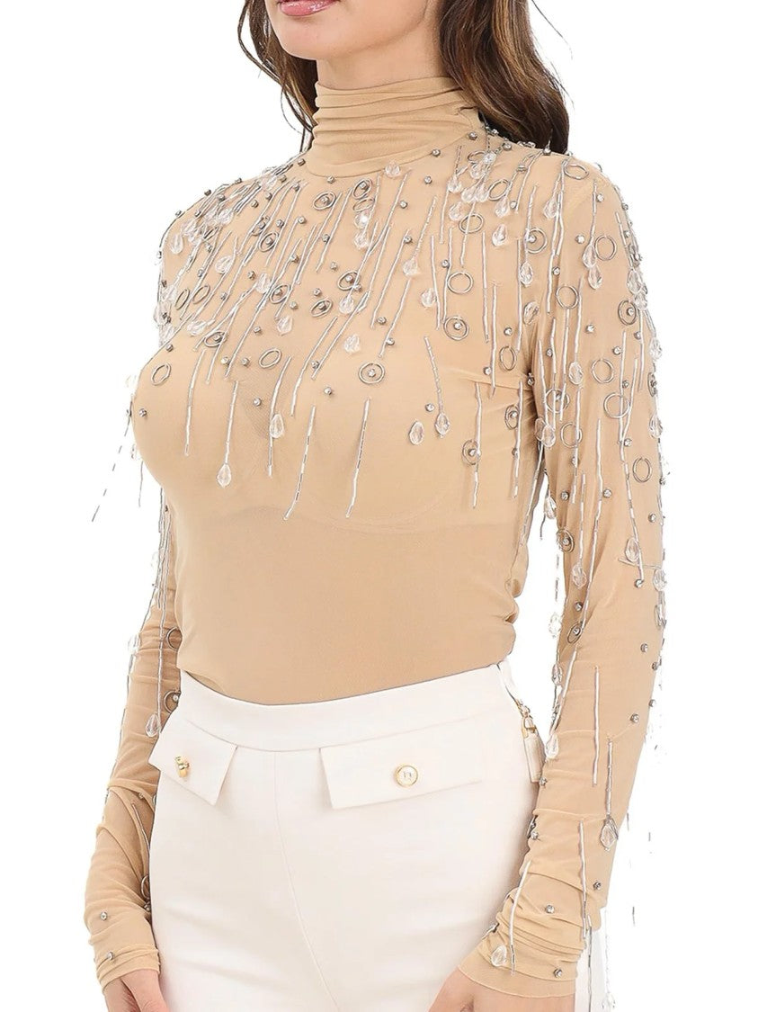 Patrizia Pepe Multicolor Polyamide High-Neck Bodysuit