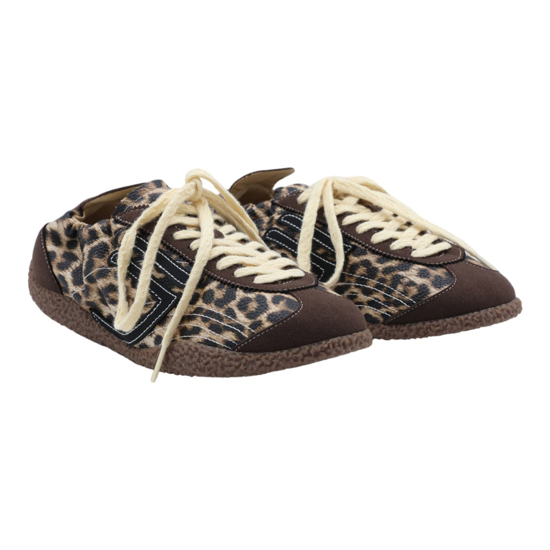 Puraai Leopard Print Dark Brown Accent Sneakers