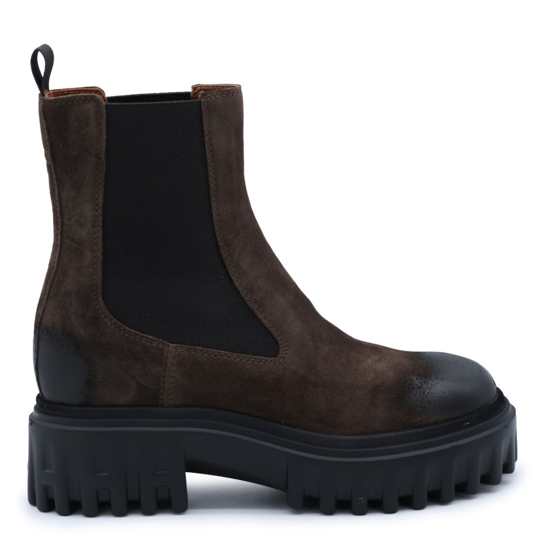 Hogan Brown Used-Effect Leather Ankle Boots