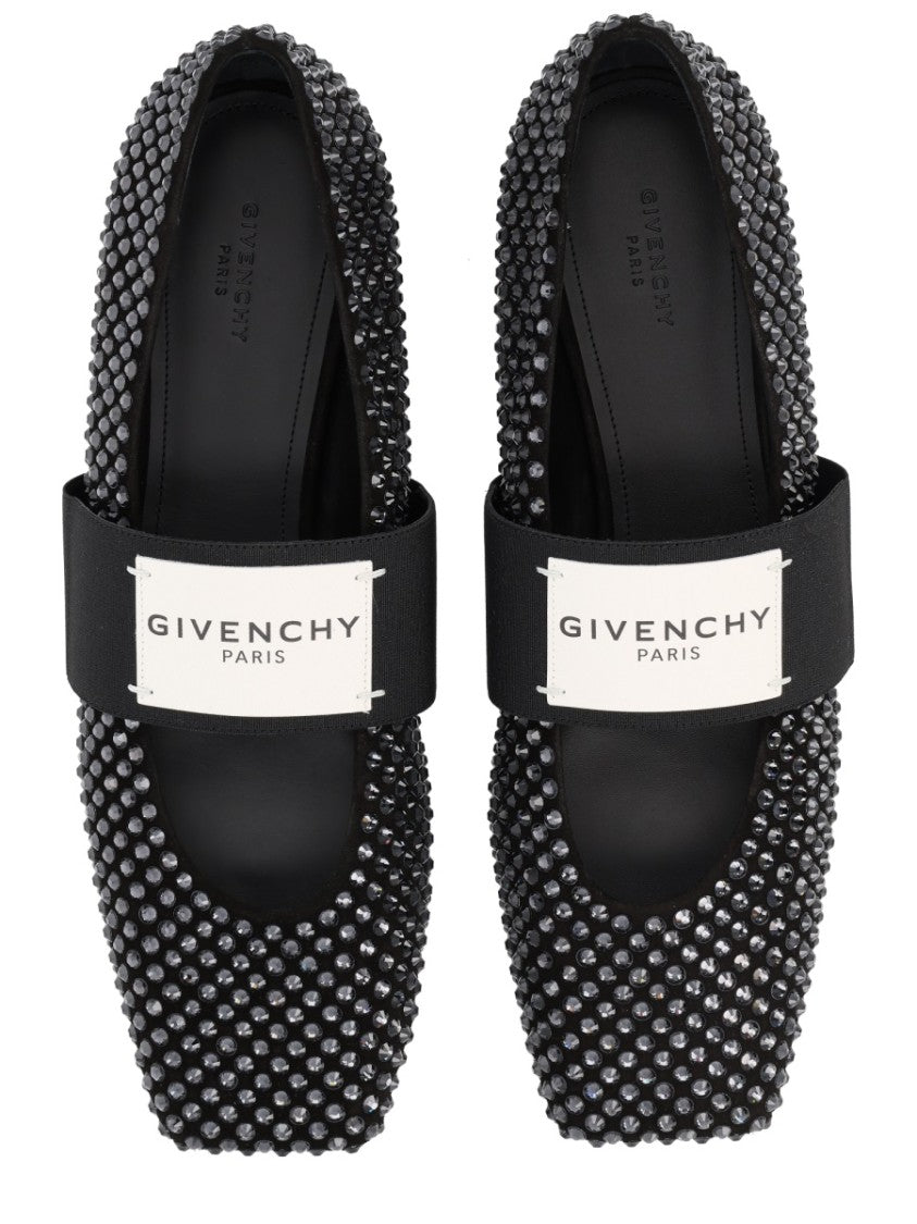 Givenchy Black Sliced Square Calf Leather Flats