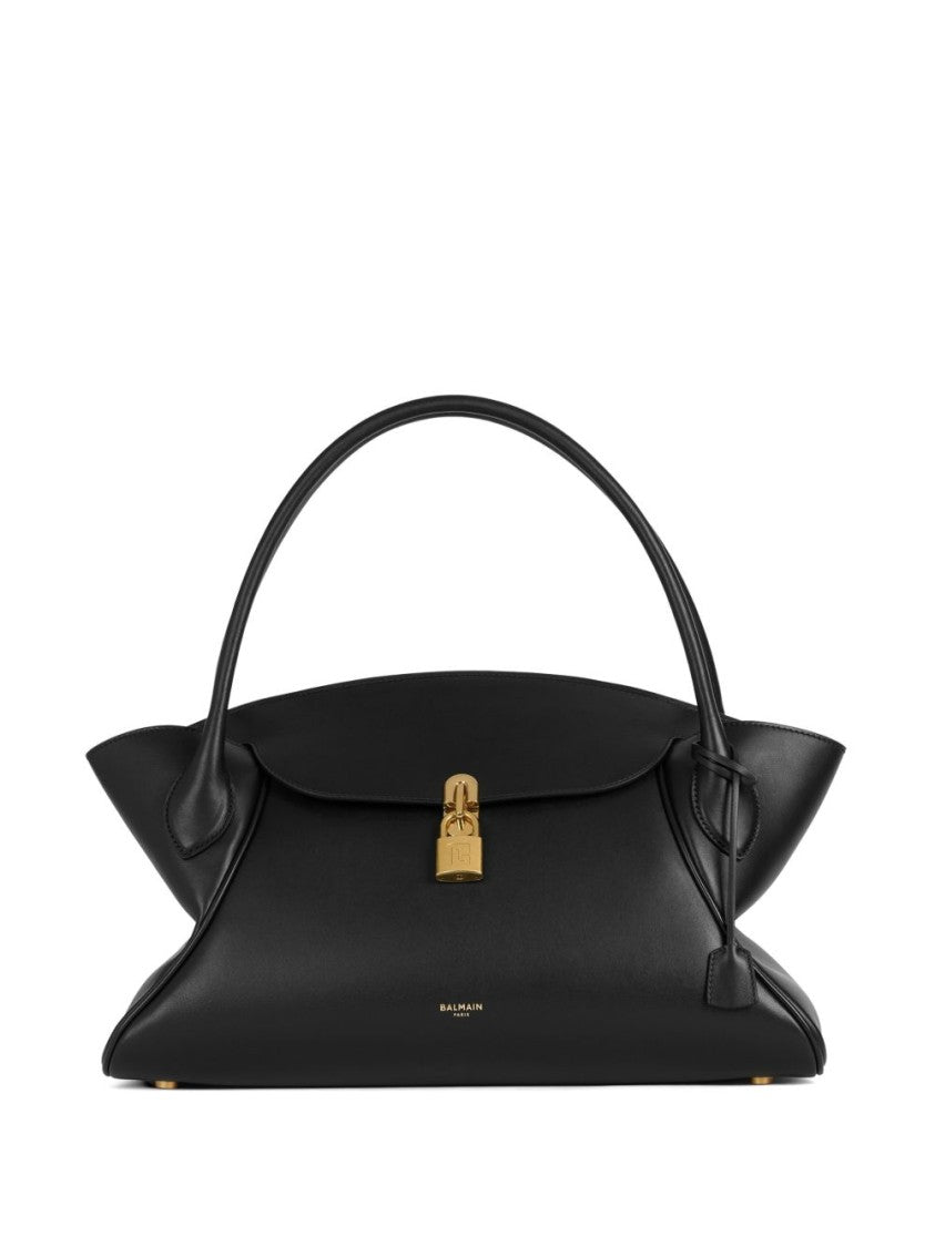 Balmain Winged Handbag With Curved Top Handle And Gold-Tone Lock
