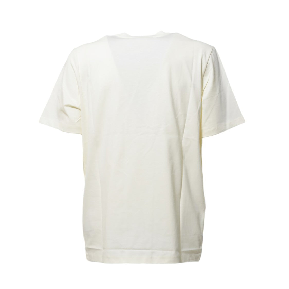 Msgm Cream Cotton T-Shirt With Logo Print