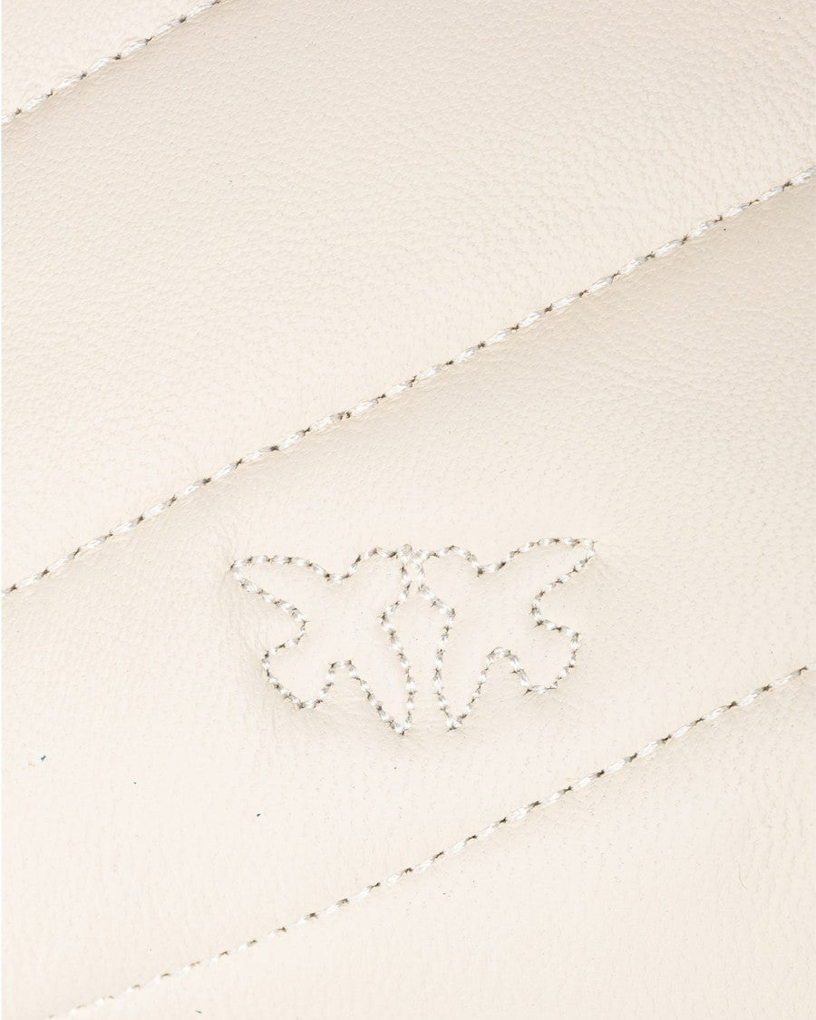 Pinko Large Love Bag Puff Shoulder Bag White Silk/Antique Gold