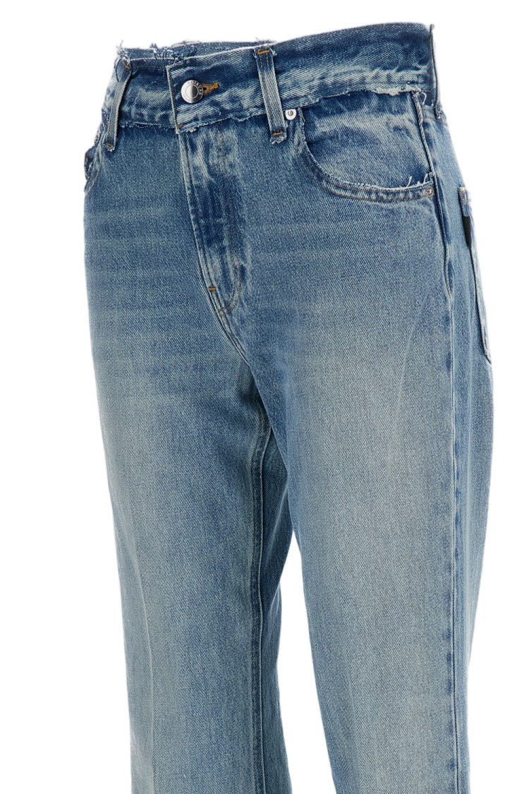 Haikure Light Blue Flora Cut Flared Denim Jeans
