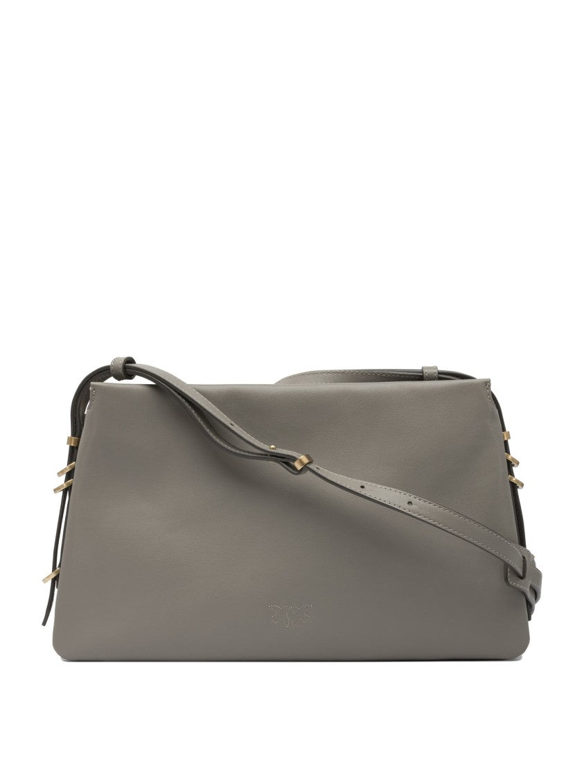 Pinko Structured Leather Shoulder Bag With Gold-Tone Accents