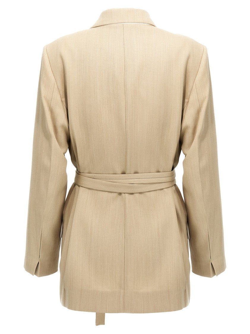 Victoria Beckham Peak Lapel Wool Blazer With Removable Belt