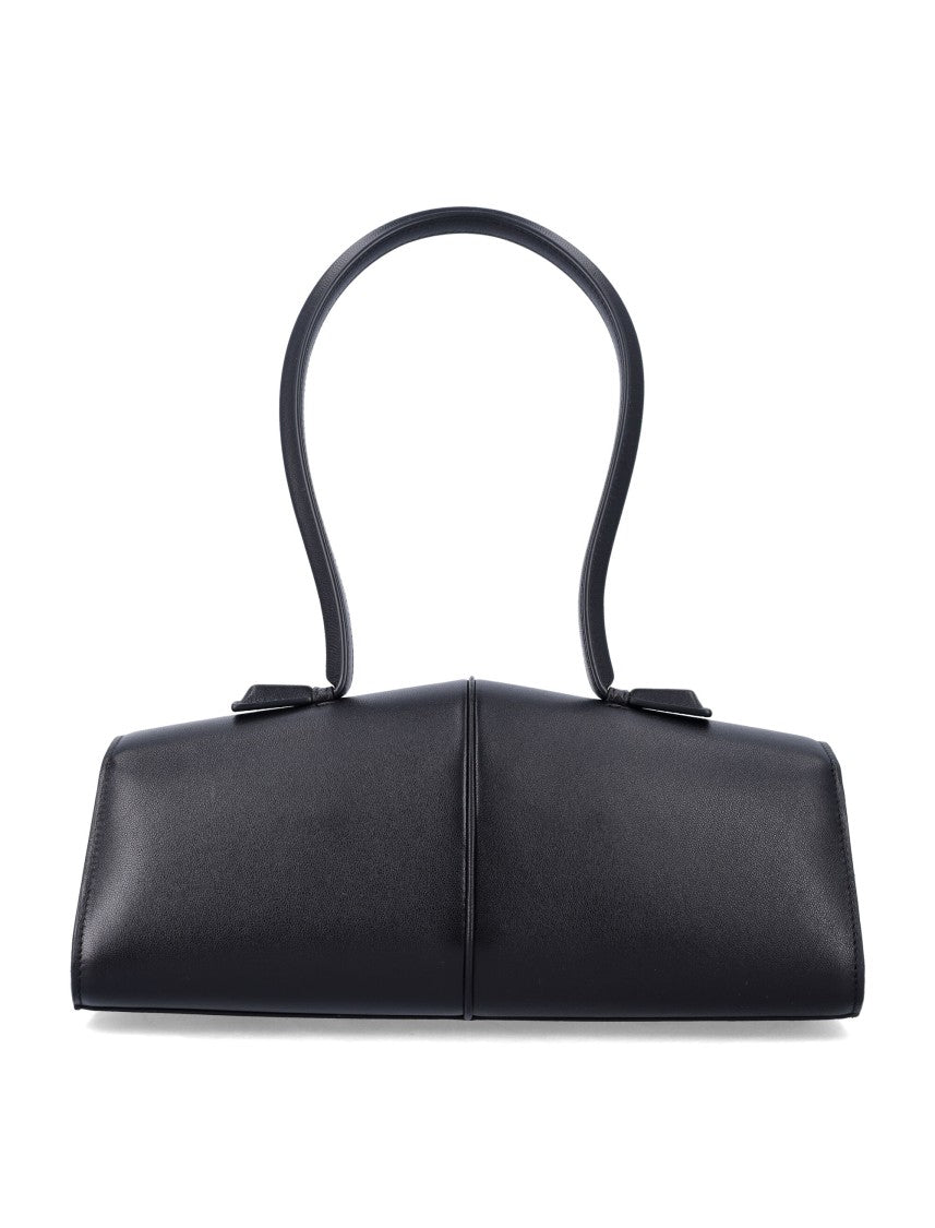 Jil Sander Linea Shoulder Black Leather Bag