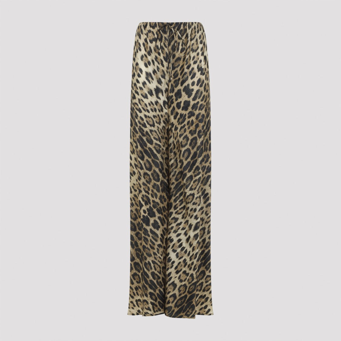Roberto Cavalli Leopard Print Viscose Satin Wide-Leg Pants