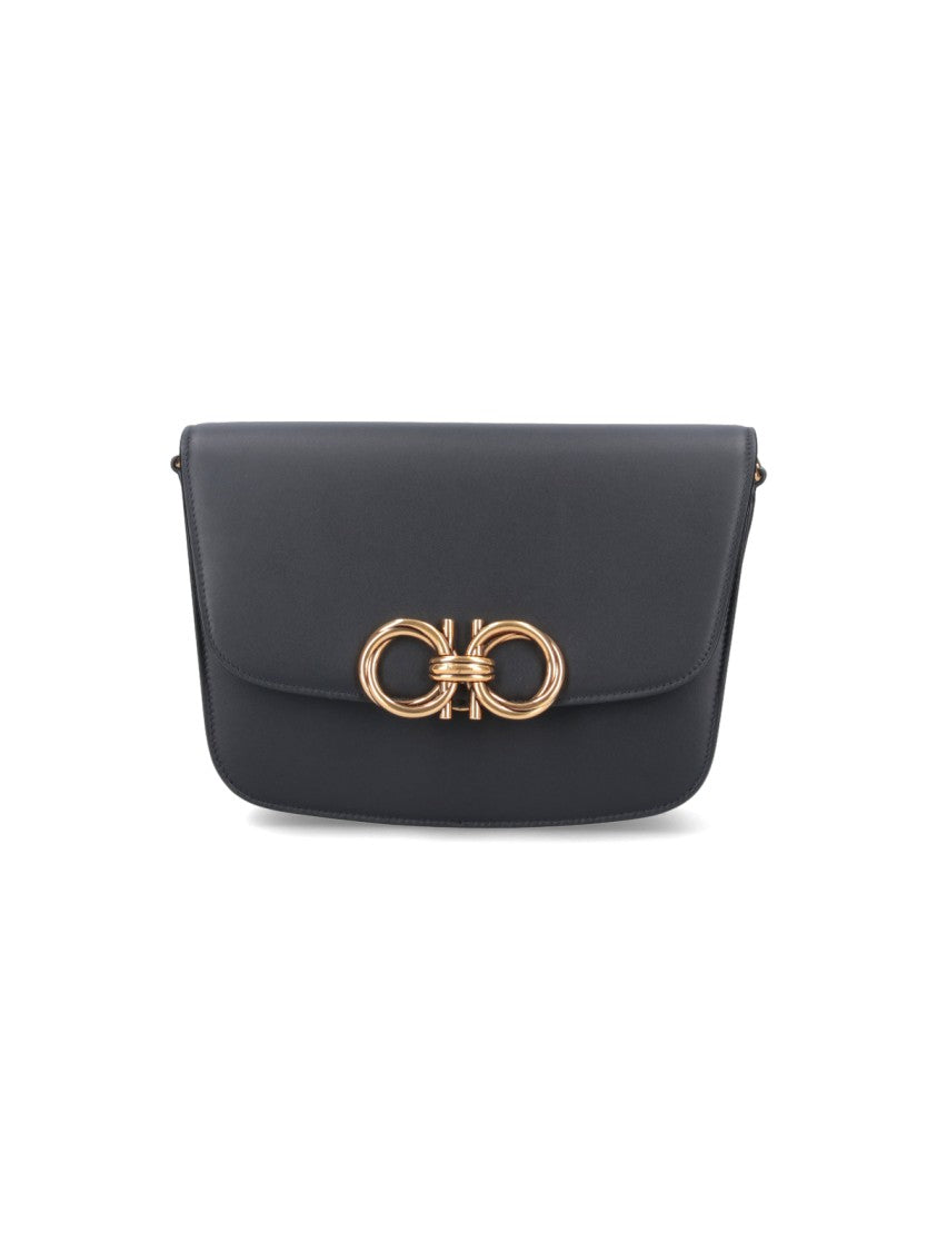 Ferragamo "Trapezio" Black Leather Crossbody Bag