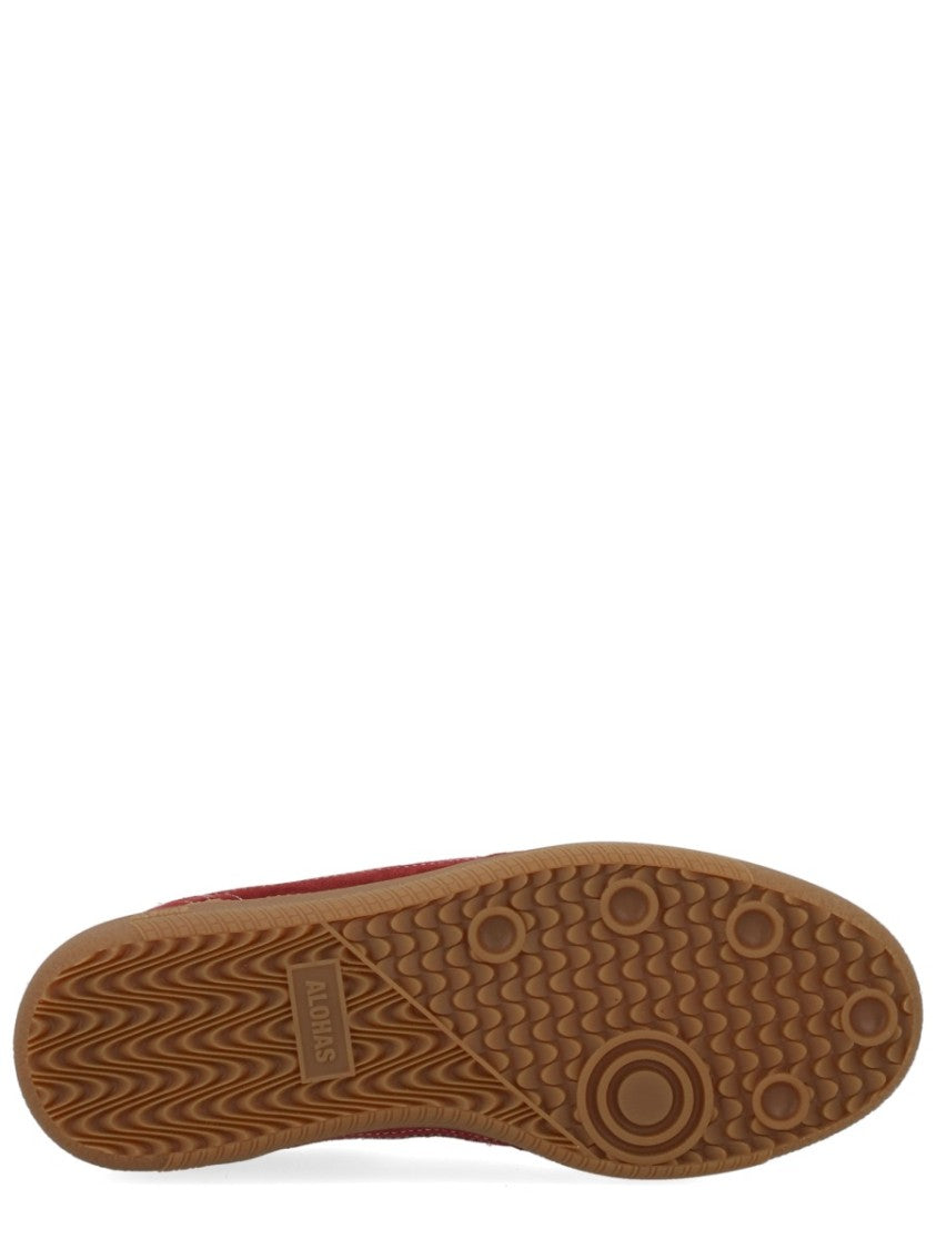 Alohas Burgundy Suede Perforated Retro Sneakers
