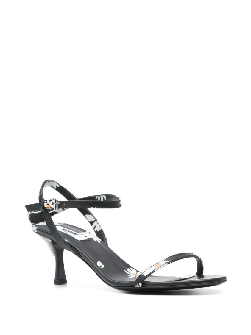 Moschino Black Sculpted Heel Ankle Strap Sandals