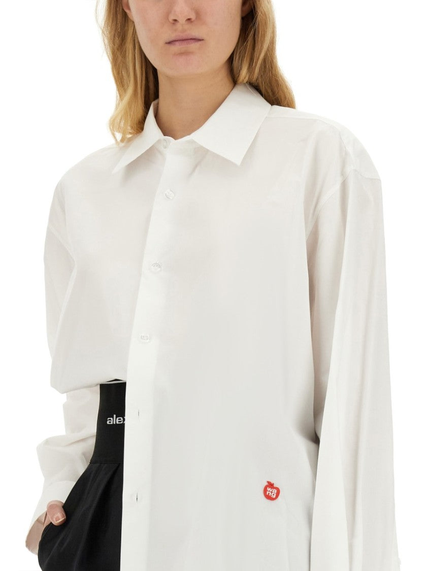 T By Alexander Wang Cotton Shirt With Classic Collar And Minimalist Logo