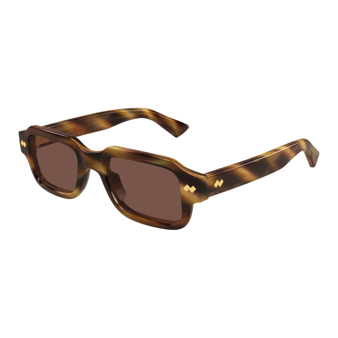 Bottega Veneta Bv1442s Bold Rectangular Tortoiseshell Sunglasses