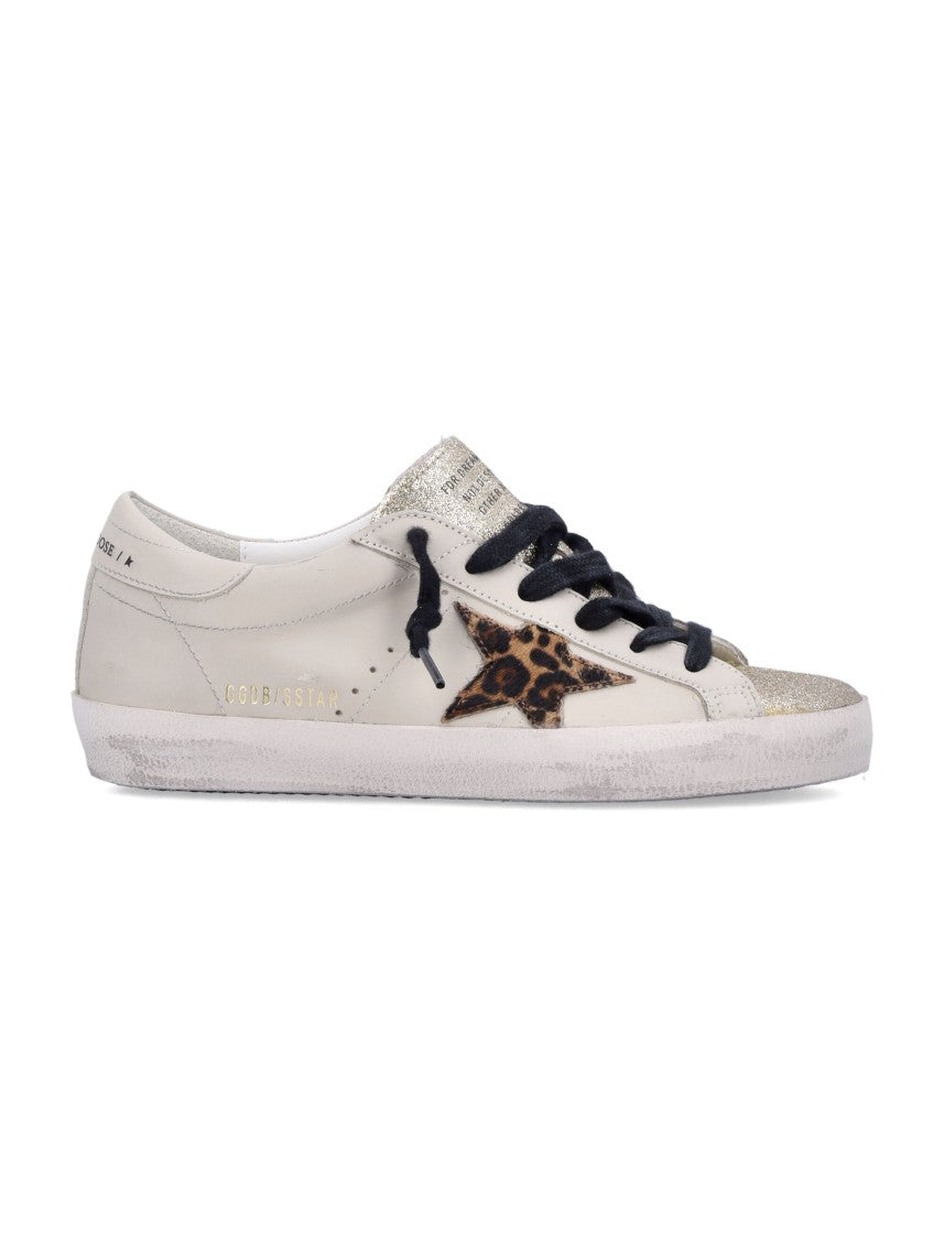 Golden Goose Distressed White Leather Low-Top Sneakers