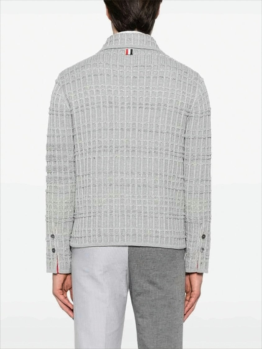 Thom Browne Textured Knit Cardigan With Structured Collar